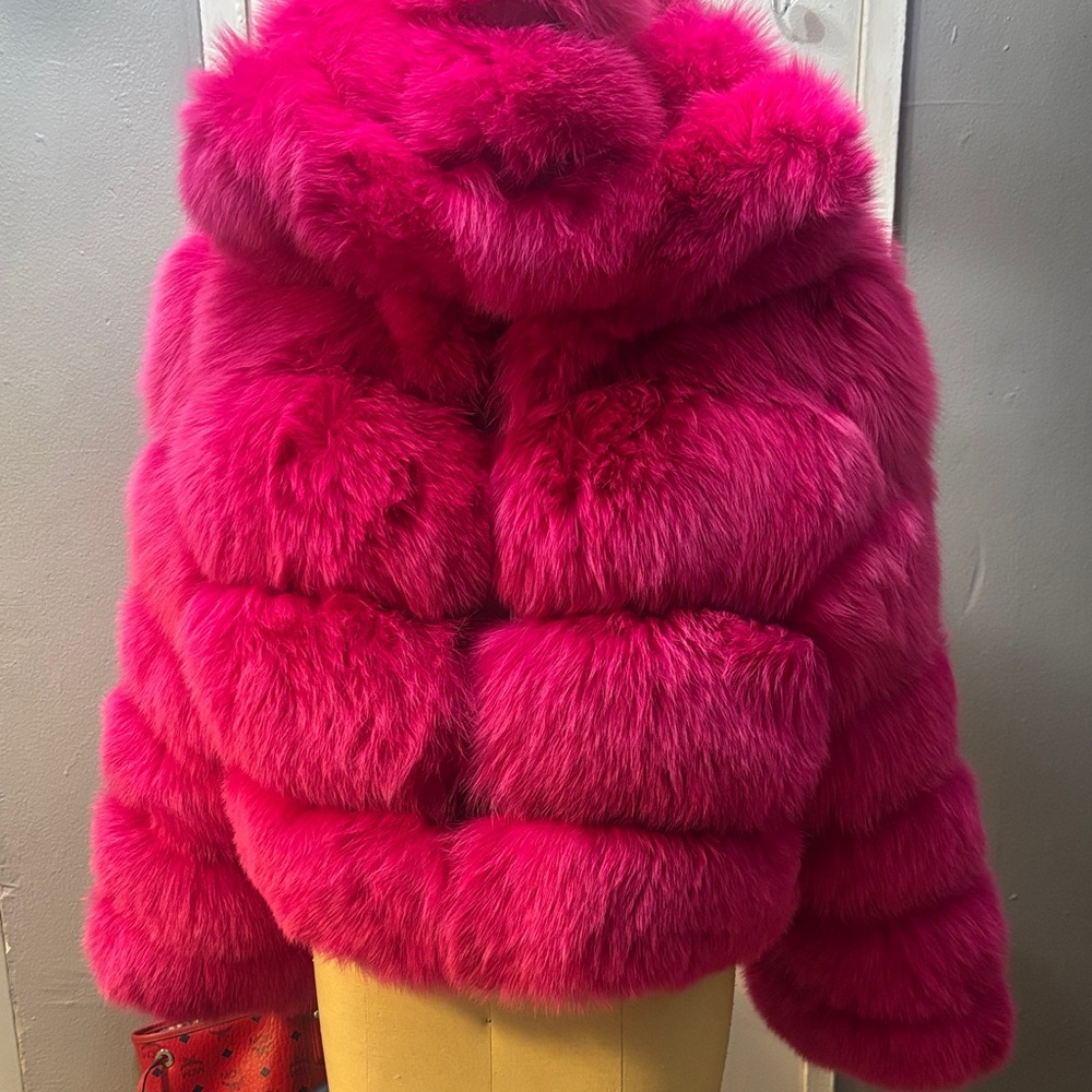 Bold Pink Fox fur Jacket